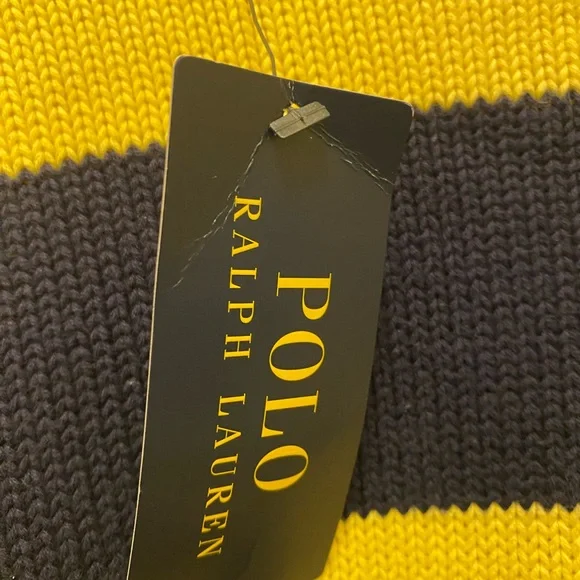 Ralph Lauren Men's Bold Striped Sweater - Navy and Yellow